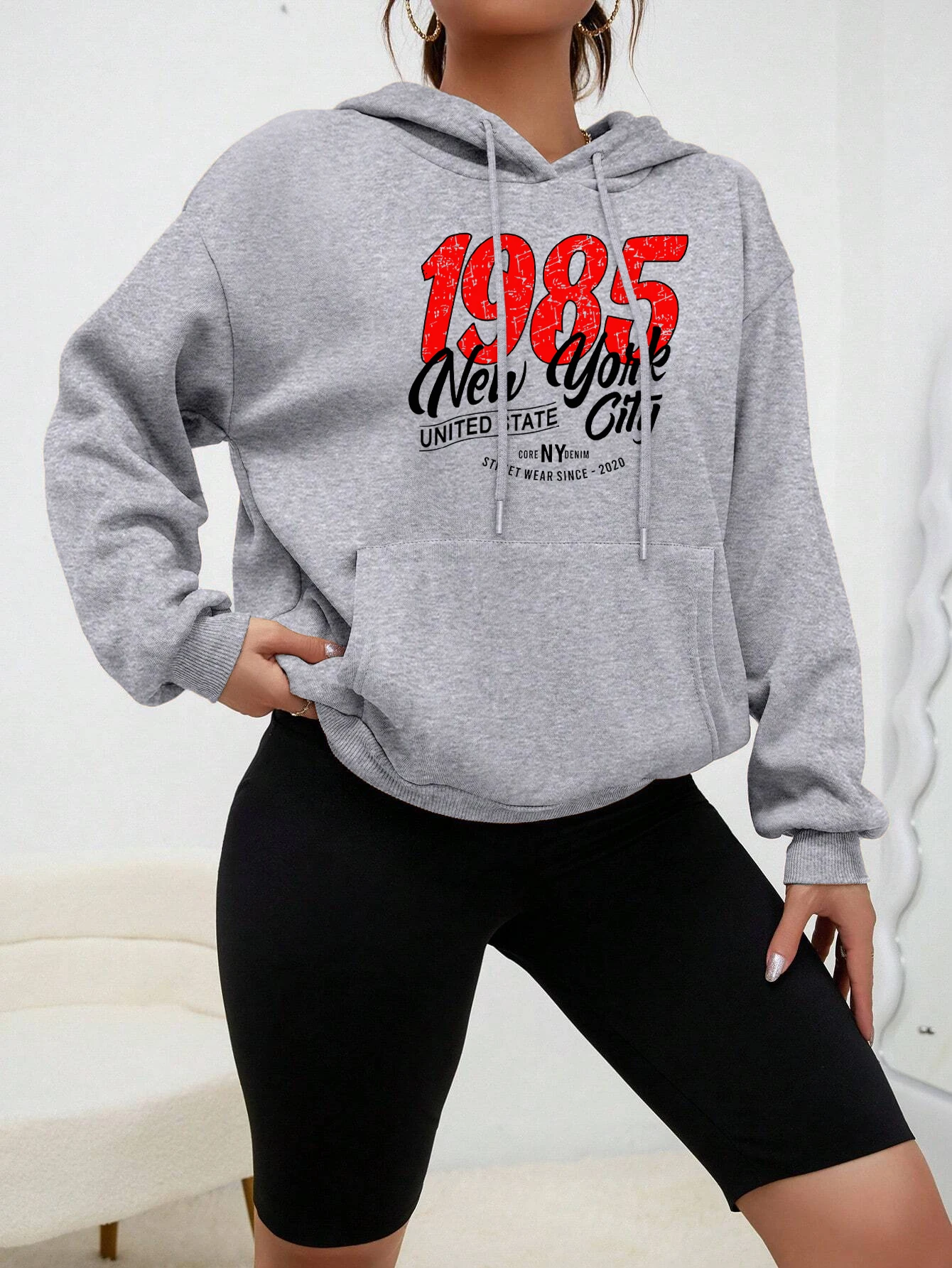 United State New York City Hooded Woman Number 1985 Hoody fur-liner Casual Women Hoodies Soft Spring Autumn Clothing