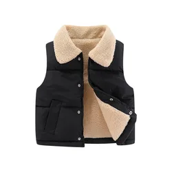 1pcs Girls Boys Down Vest Children Plush Vest Winter Baby Thickened Vests Boy's Coat Girl's Sleeveless Jacket Kids Waistcoat