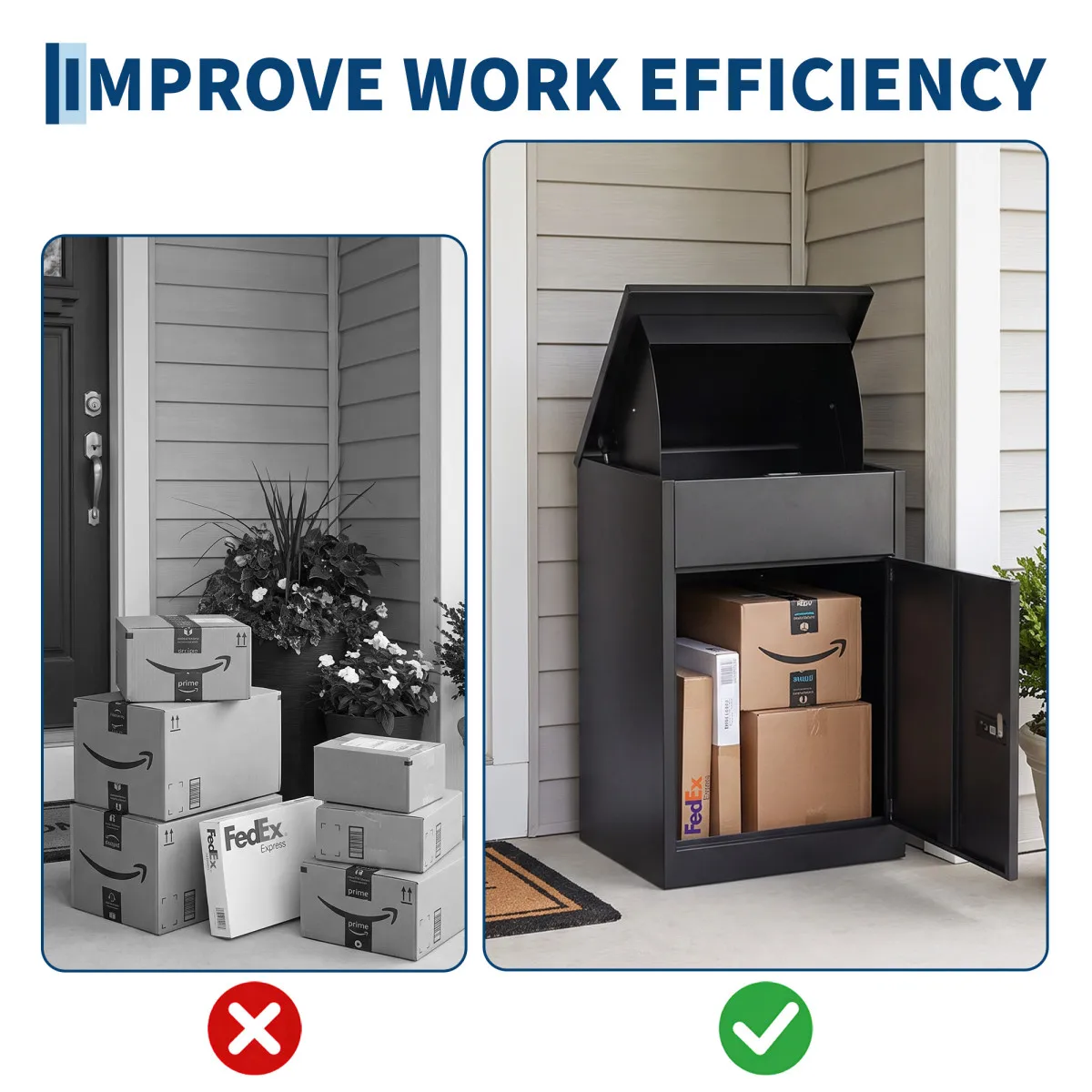 Anti-Theft Lockable Package Delivery Box for Outside, Weatherproof Galvanized Steel Parcel Drop Box, Secure Porch Package Drop Mailbox, Large Capacity Home Delivery Locker