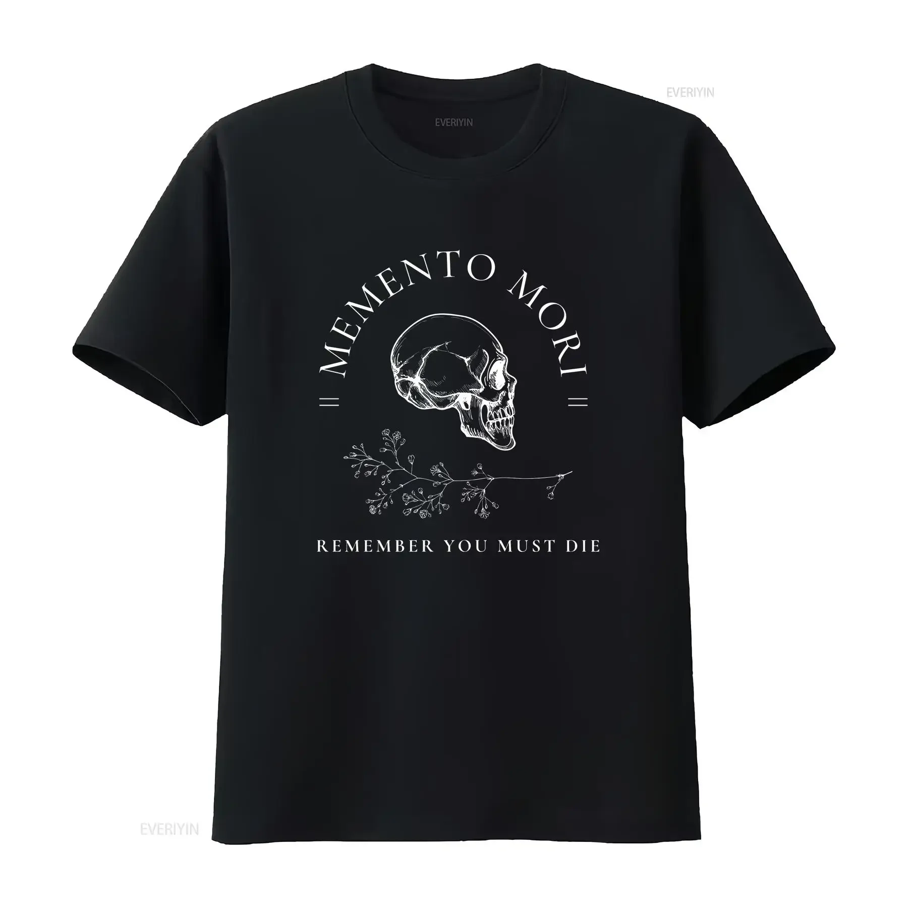 Memento Mori Catholic T Shirt tee Halloween vintage Washed streetwear Breathable Comfortable Soft graphic designer clothes