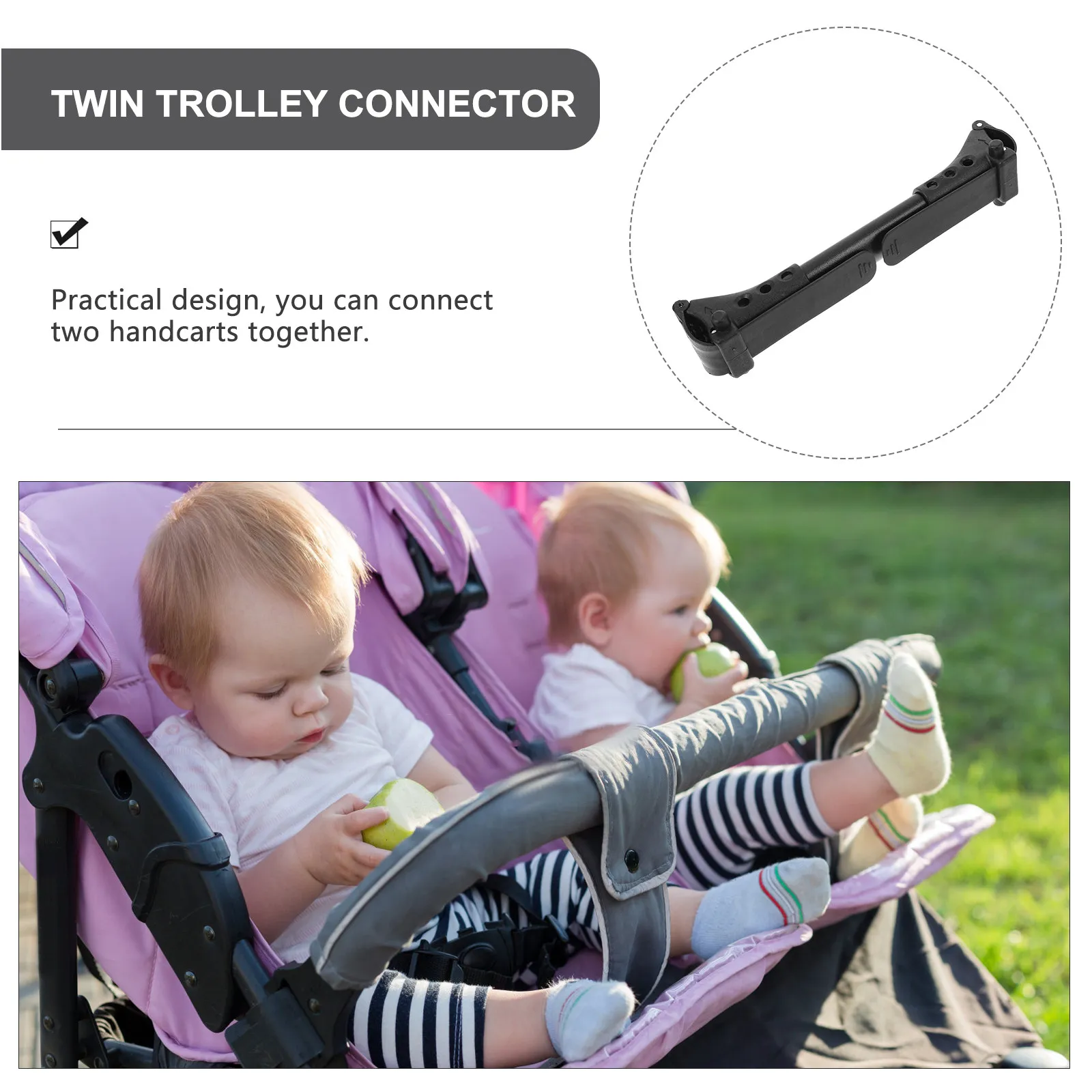 Universal Twin Baby Stroller Connector Adjustable Length Detachable Twin Pram Attachment Heavy Duty Plastic Stroller Link
