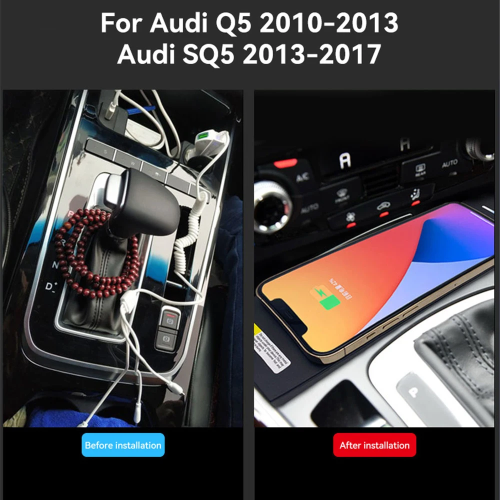 

For Audi Q5 2010 2011 2012 2013 SQ5 2013 2014 2015 2016 2017 Car Wireless Charger Mobile Phone Charger Fast Charging Holder