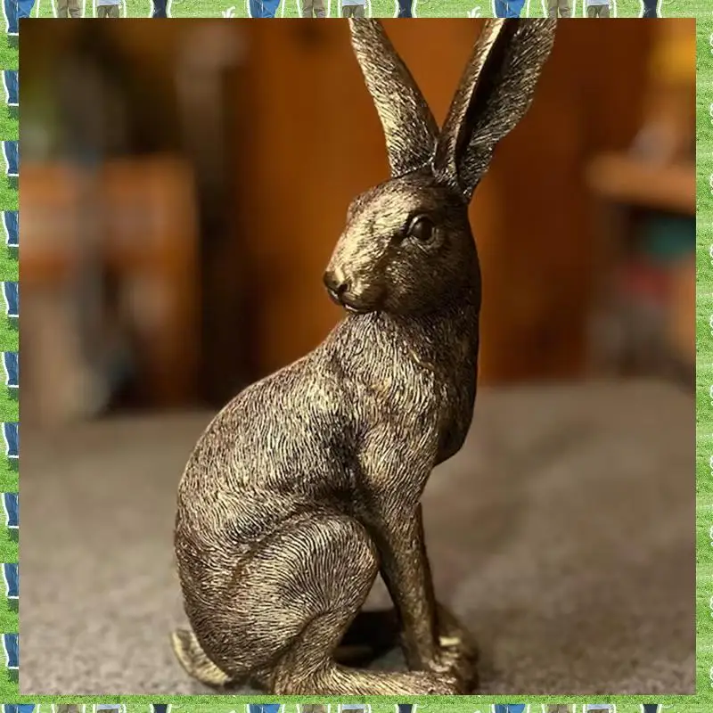 

FTS Gold Hare Ornament, Sitting Hare Antique Finish, Brass/Bronze Antique Style Collectable Decor Wildlife Easy To Use