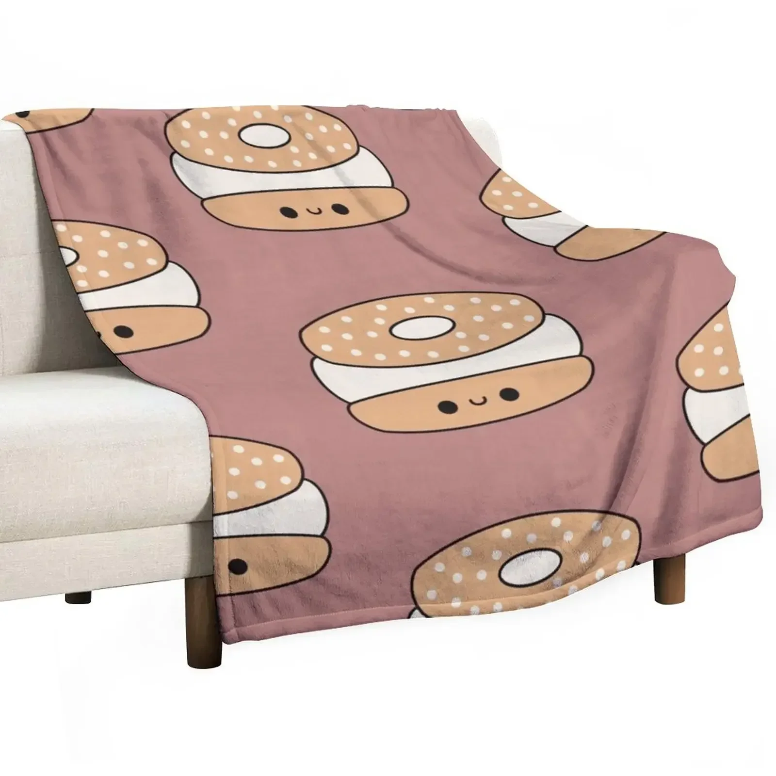 

Cute Kawaii Cream Cheese Bagel Throw Blanket Kid'S Soft Blankets