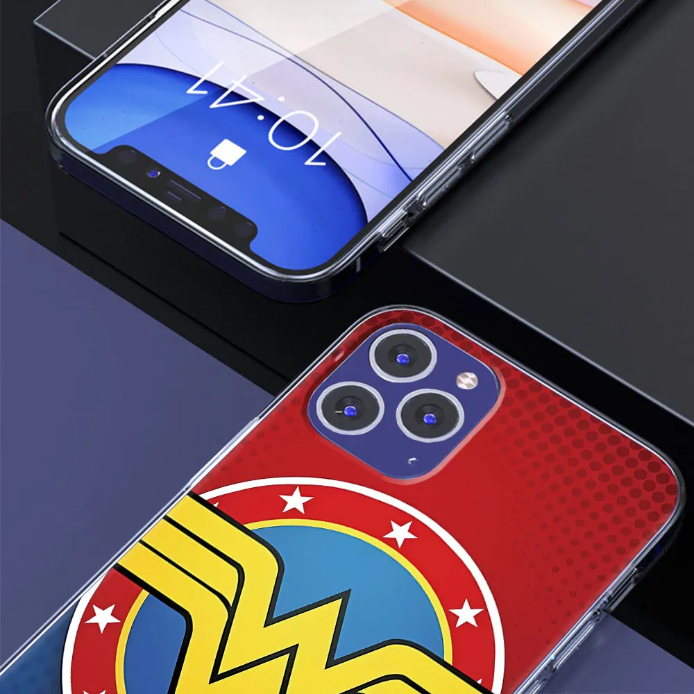 Wonder Woman Logo Hero Phone Case for iPhone 11 12 13 Mini 14 15 Pro Max XR 5 5s SE 2020 X XS 6 6s 7 8 Plus Clear TPU Cover