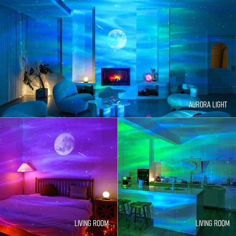 LED Star Galaxy Projection Light Moon Laser Atmosphere Desk Lamp APP Projector With Speaker For Home Party Holiday Night Light