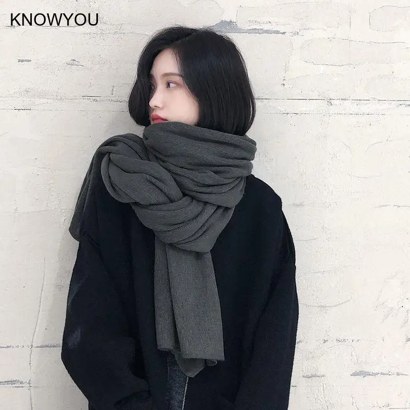 Thick Warm Scarf for Women Pure Color Ladies Imitation Cashmere Black Scarf Female Winter Shawls Fashion Bufanda Muffler