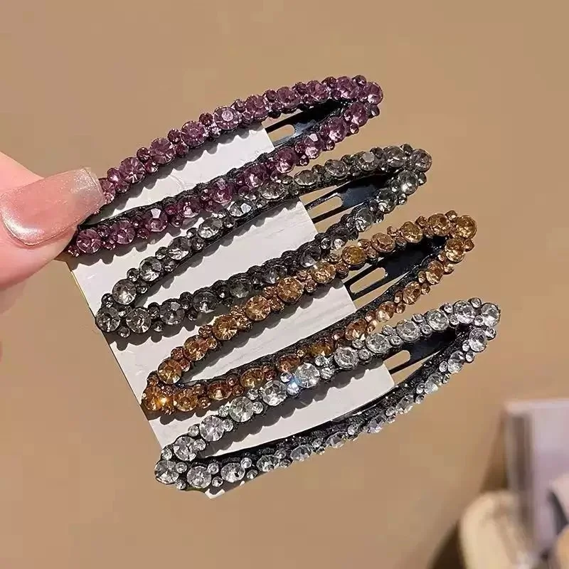 超光沢のあるラインストーンエンドウ豆型ヘアピンヘアアクセサリー女性用