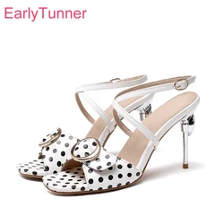 Brand New Summer Sexy White Black Women Dress Sandals Fashion Thin High Heel Lady Shoes EM833 Plus Big Size 10 30 43 46 48