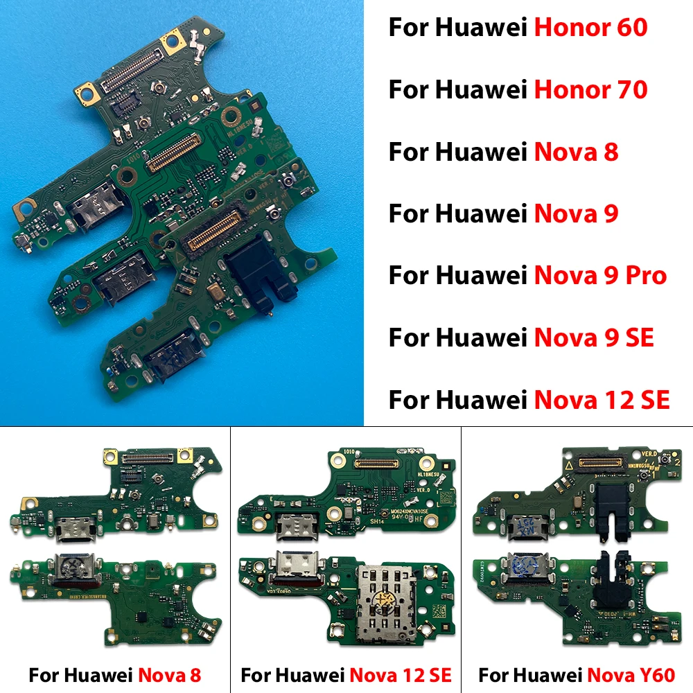 USB Charger Connector Charging Port Microphone Board Flex For Huawei Honor 60 70 Nova 8 9 Pro 9se 12se Y60 Y61 Y70 Plus Y71 Y72