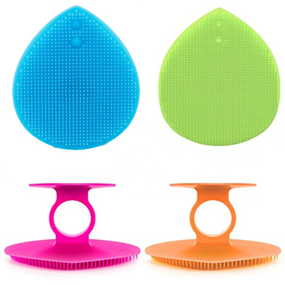 

4 Pcs Silicone Face Brush Cleaning Pad Suction Cup Massager Scrubber All Skin Types Non Slip Handle Soft Bristles