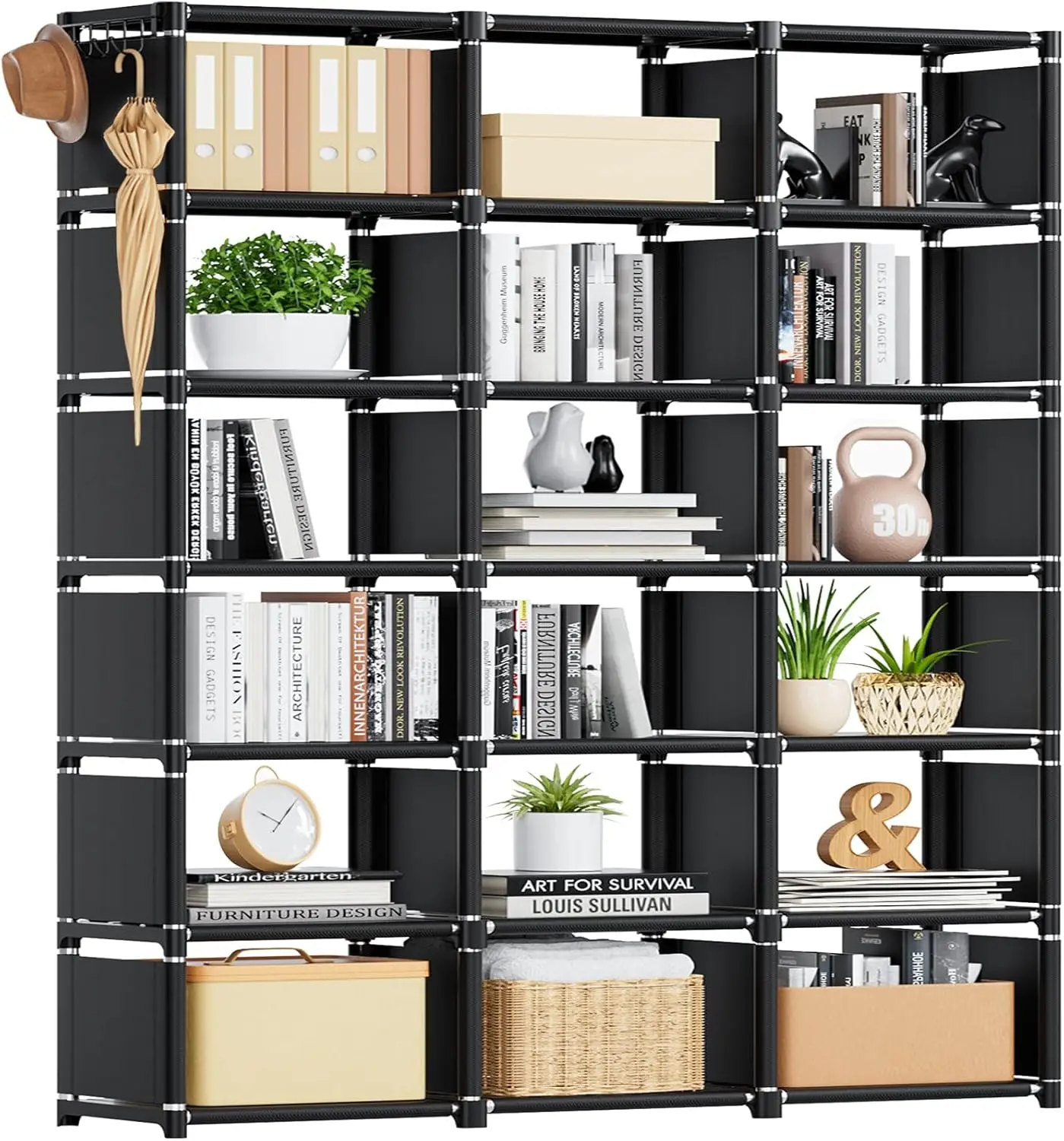 

18-Cube Extra Large Bookcase Shelf for Bedroom, Living Room, Home Office - Black