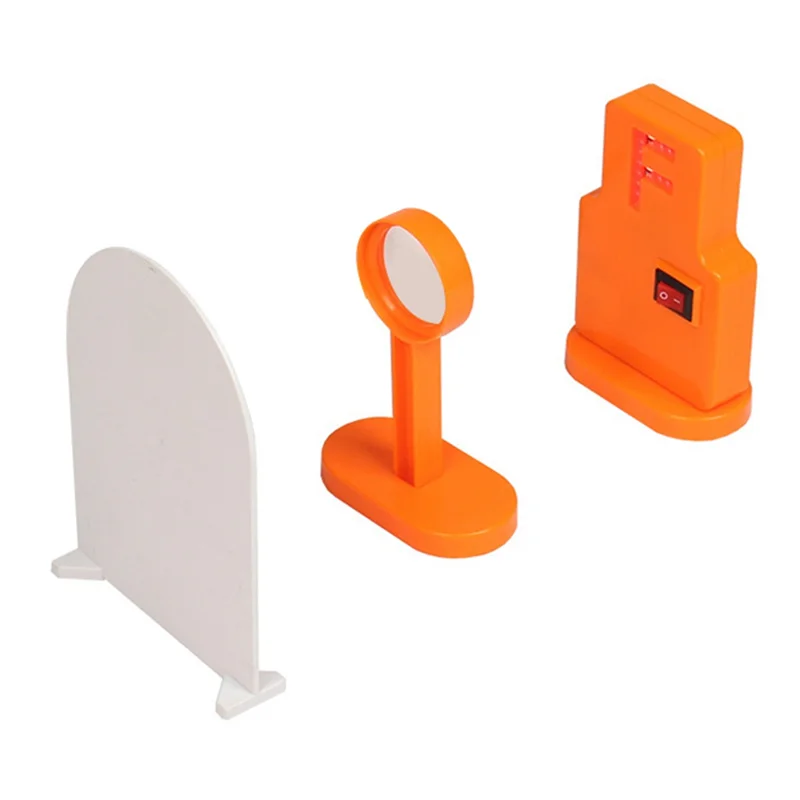 Conjunto de experimentos ópticos de física, lente convexa y experimento de imágenes de agujeros pequeños, refracción y reflejo de luz