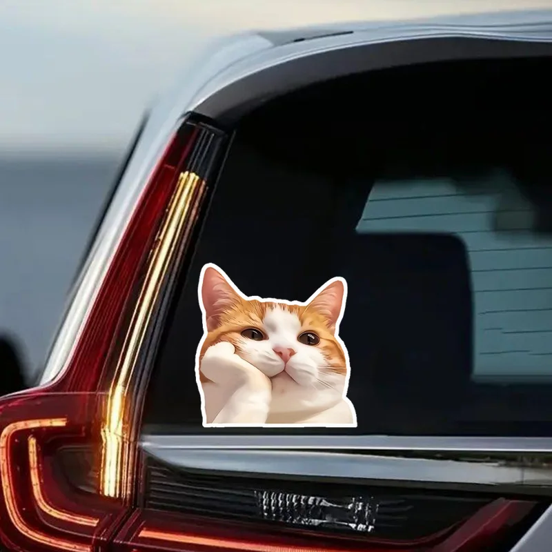 ملصق فينيل لطيف على شكل قطة برتقالية للحلم الداخلي مقاس 12 × 12 سم، ملصق قطط رائع للسيارة والنافذة والكمبيوتر المحمول والاستخدام الخارجي والداخلي