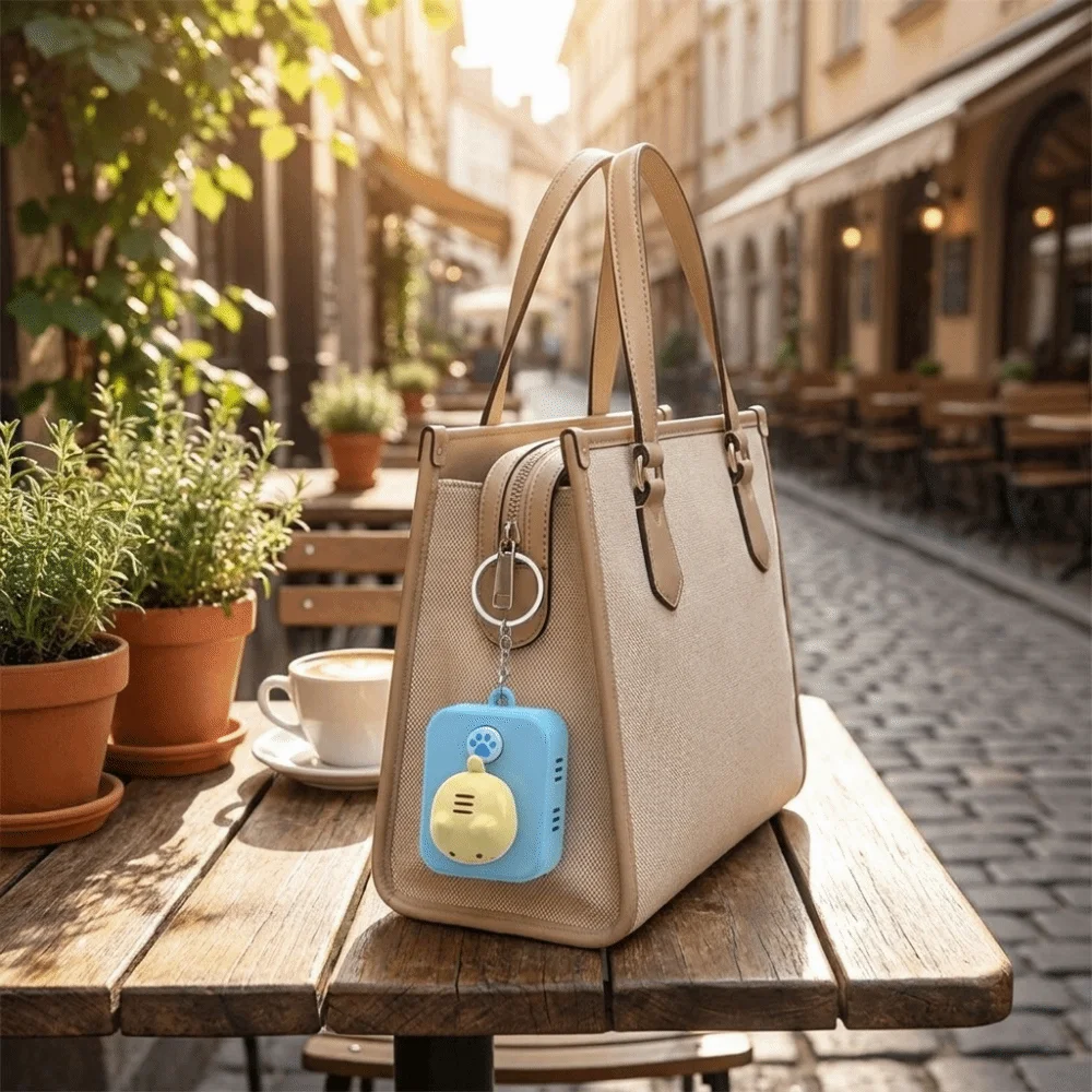 Plastic Cat-shaped Key Pendant Cartoon with Music Cat-themed Power Strip Hanging Ornament Sounding Funny Paw Button Keychain
