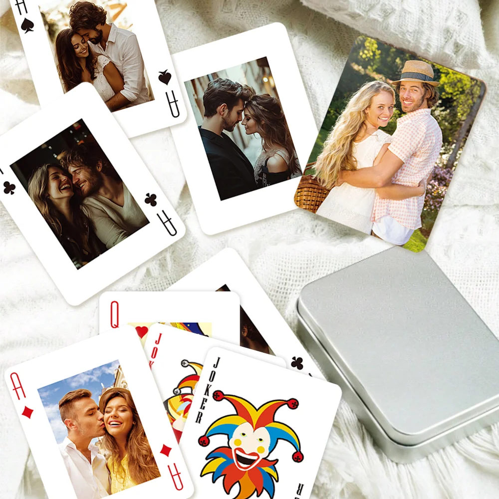 54pcs/1set Sheets Customizable Poker Cards, Customisable 5 Photos, for Couples & Families, Tabletop Game Cards, Anniversary Gift - view 6