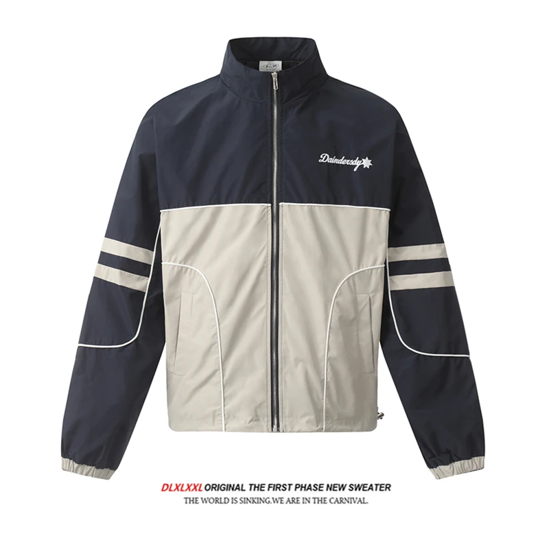 

GXFortune American Sle Color Blo Stand Collar Jaet Men Women Casual Outdoor Autumn Winter Long Sve Couples Coat