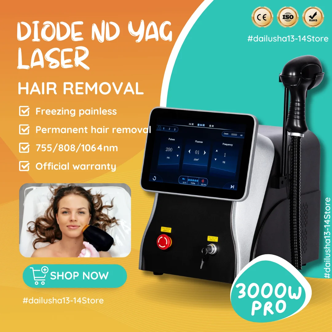 

Latest Ice Titanium 808nm Diode Laser Hair Removal Machine Nd YAG Laser Painless Permanent Hair Removal 755 808 1064NM For Salon