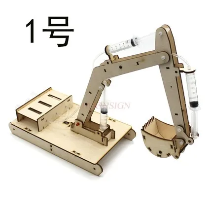 physical Wooden hydraulic excavator model scientific experiment small production children's wooden handmade toy material