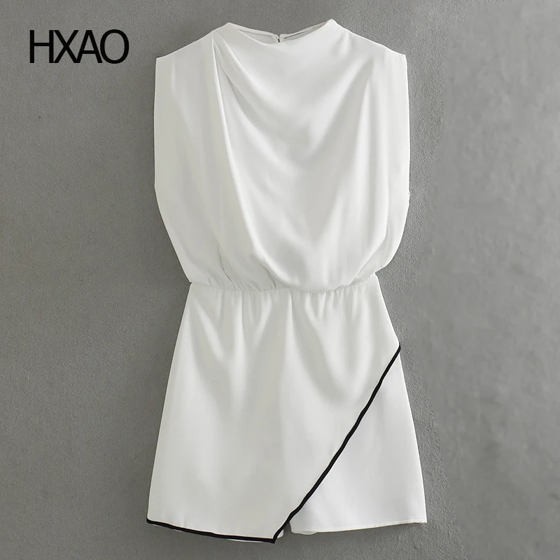 

HXAO White Short Jumpsuit Women's Jumpsuit Wide Leg Jumpsuit Summer Woman Baggy Jumpsuit Sleeveless Elegant Ladies Jumpsuits