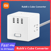 Original Xiaomi Mijia Cubic Convertor / Power Strip Unique Design 3 USB Port Cute Portable Multiple Safe Protection Light Switch