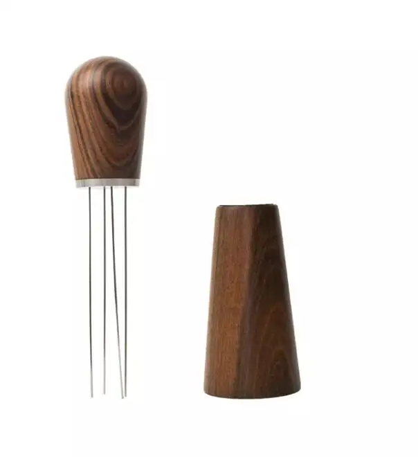 

Barista Tool Wood Handle Espresso Coffee Stirrer Stainless Steel 51 54 58mm Coffee Needle Distributor