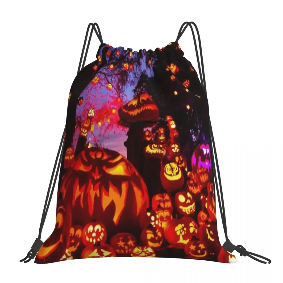 Halloween Pumpkin Backpack Fashion Portable Drawstring Bags Drawstring Bundle Pocket Sundries Bag BookBag For Man Woman Students