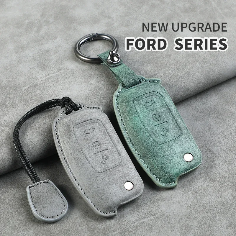 Car Key Case Cover For Ford Ranger C-Max S-Max Focus Galaxy Mondeo Transit Tourneo Custom Auto Key Holder Keychain ﻿Sheepskin