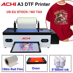 ACHI DTF Transfer Printer R1390 DTF Printer T Shirt Printing Machine con forno di polimerizzazione per vestiti felpe con cappuccio Jeans Textile US Stock