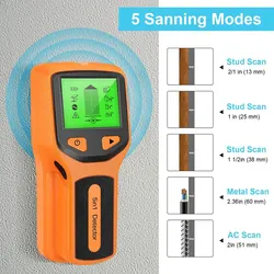 HW430 Rilevatore di perni da parete 5in1 Display LCD Palmare multifunzionale per legno Cavo AC Metal Detector Cercatore da parete elettrico SC