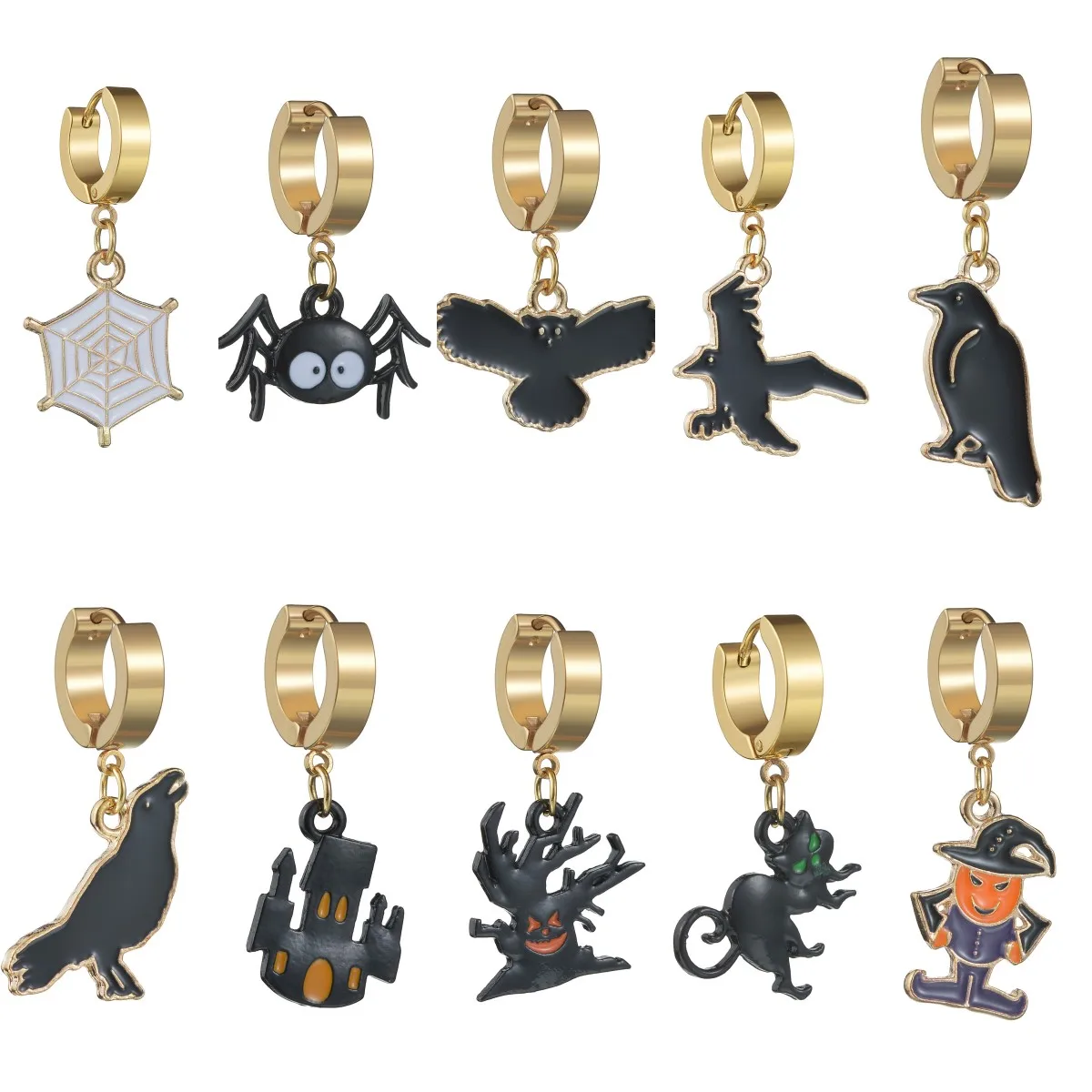 Punk Black Spider Dangle Earrings For Women Men Hip Hop Gothic Ghost Funny Halloween Jewelry Gift Party Gift