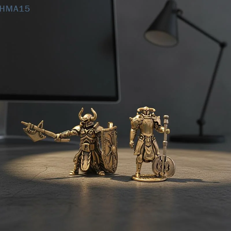 【YA】Brass Figure Home Decor Axe Warrior And Shield Warrior Ornament Creative Craftsmanship Home Collectibles Warrior Ornament