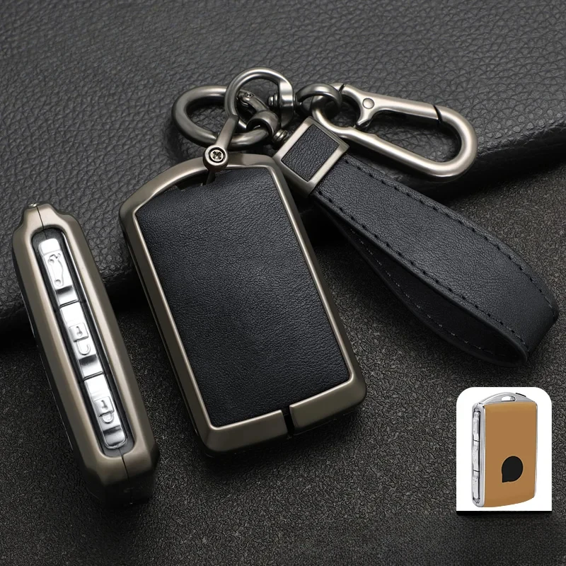 

Zinc Alloy Leather Car Remote Key Case Cover Shell For Volvo XC60 XC40 XC90 S90 S60 V90 2010-2022 Holder Protector Fob Keychain