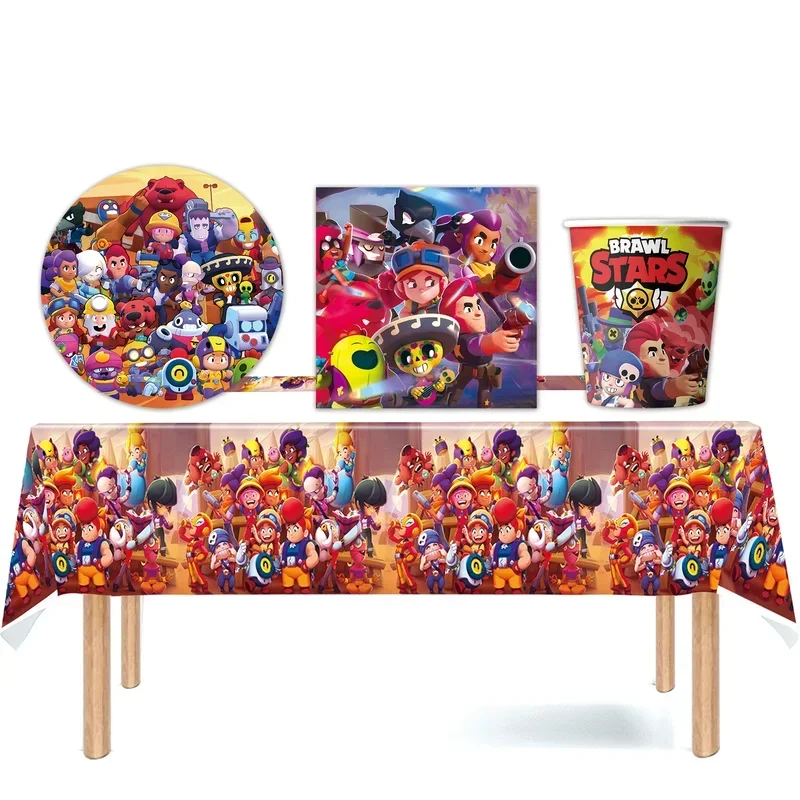 Wildernessed&Game Theme Birthday Party Decoration Cartoon Stars Balloons Kids Tableware Cake Topper Party Supplies Boys Toy