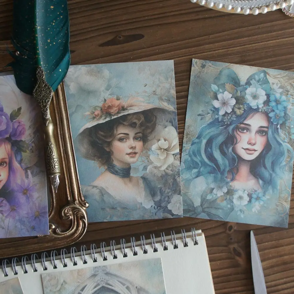 

30 листов красивой женщины в цветы на голове, дизайн фона, крафт-бумага, подарочное украшение, скрапбукинг, ручная работа, сделай сам