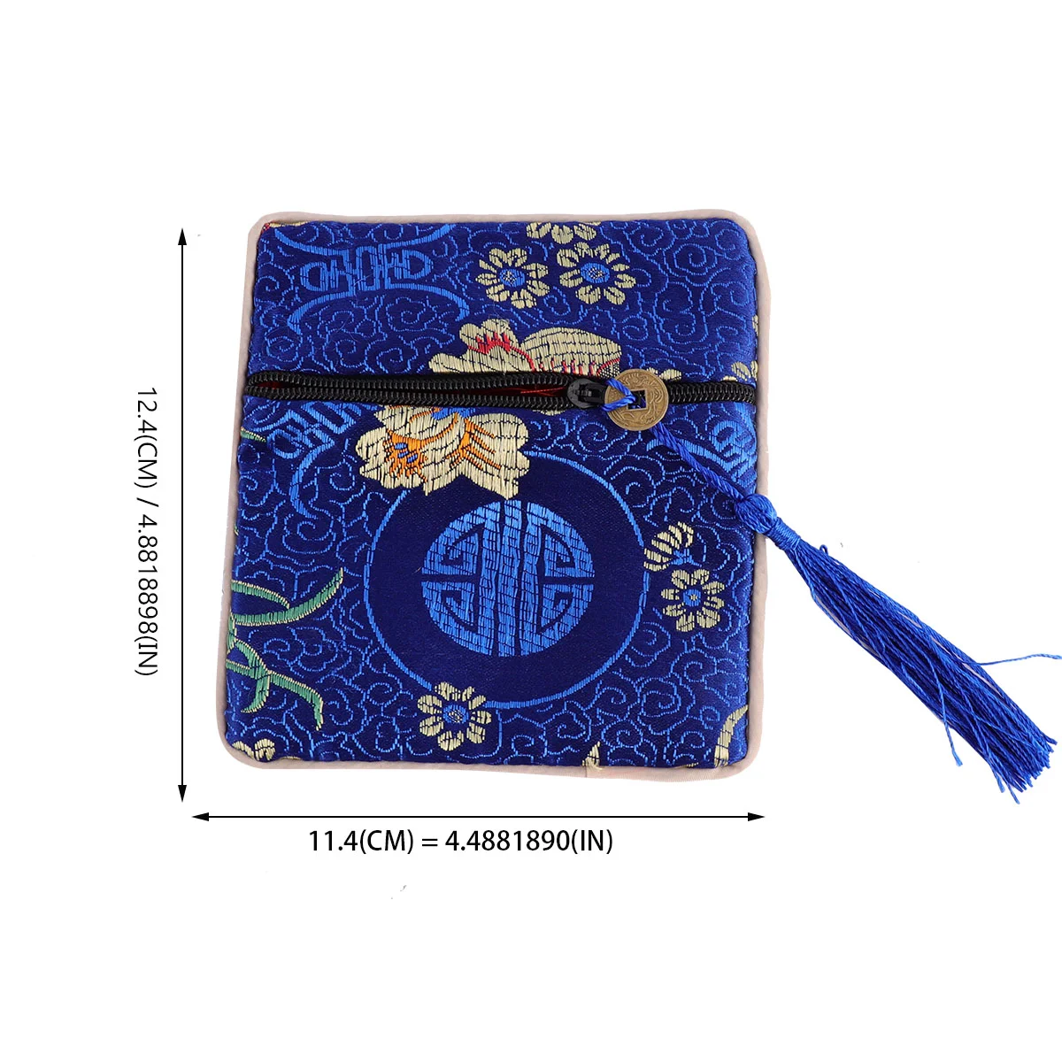 12 Pcs Prayer Beads Zipper Coin Purse Miss Silk Brocade Tasseled Purses Women Fashion Wallet