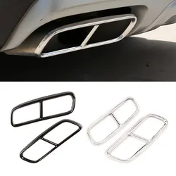 For Audi Q7 2016 2017 2018 Stainless Steel 2pcs Car Tail Muffler Exhaust Pipe Output Cover Protective Trim