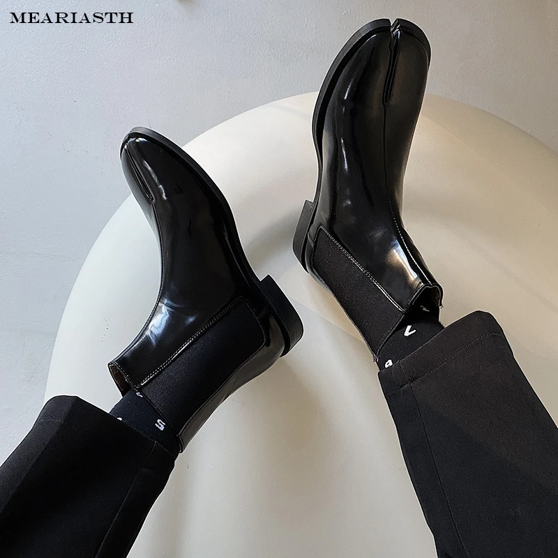 

2024 Luxury Fashion Men Ankle Boots Genuine Leather High-end Split Toe Shoes Women Chelsea Boots Botines Street Modern Boots