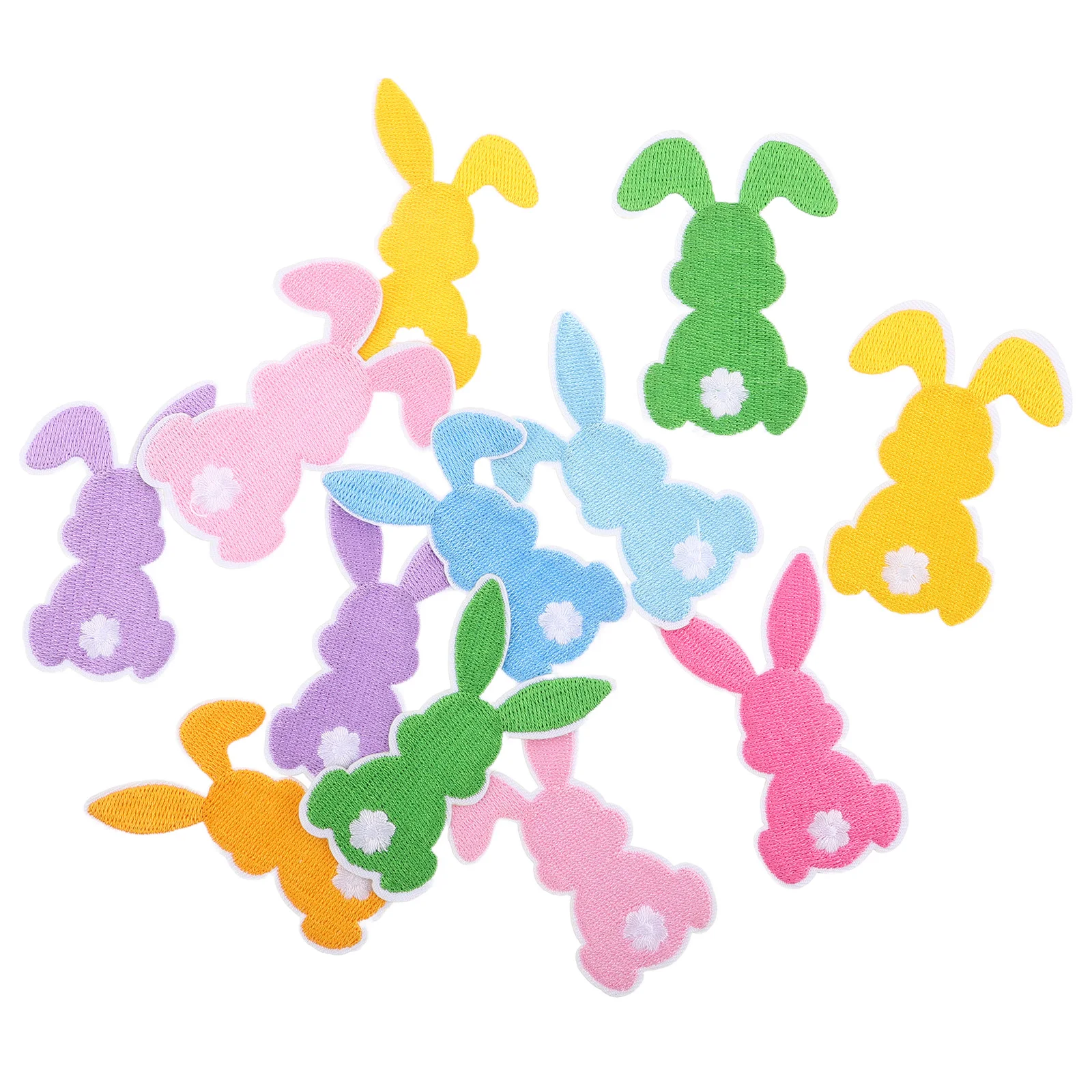 

12 pcs Easter Embroidery Cloth Patch Decorations Polyester Thread Rabbit Bunny Diy Craft Kit For Bags Clothing