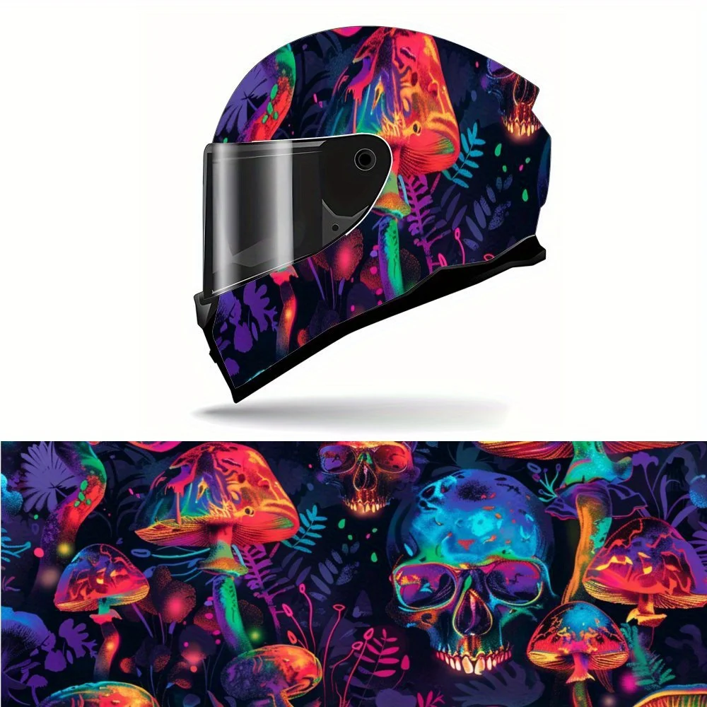 

Cool Neon Bone Fungus Mushroom Full Helmet Wrap Sticker Motorcycle Helmet Racing Graphic Decal Vinyl Wrap Helmet Decor Sticker