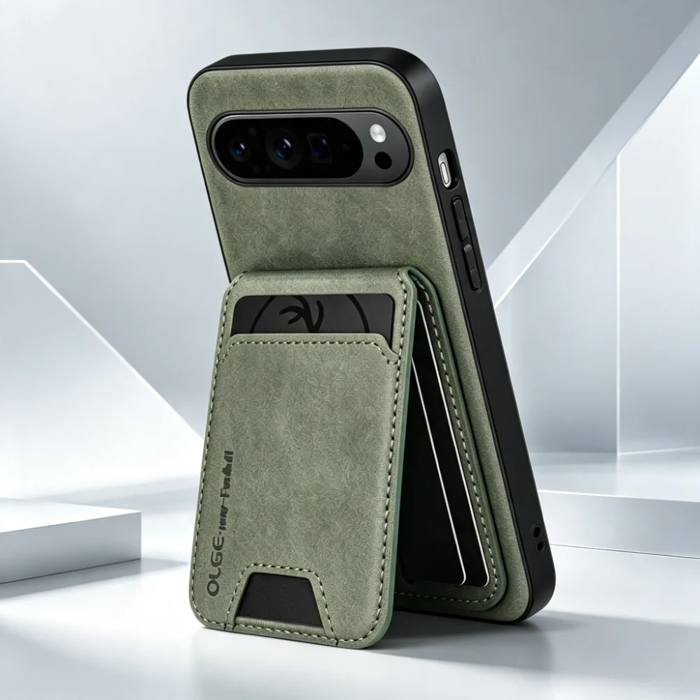 Google Pixel 9 Pro - Casing Kulit PU Retro Bisnis dengan