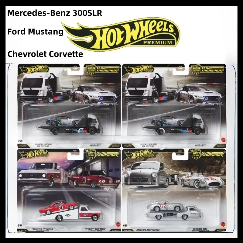 

Hot Wheels FLF56 Car Hauler Series Mercedes-Benz 300SLR Corvette Ford Mustang DieCast Car Models Simulation Cars Boy Birthday Gi