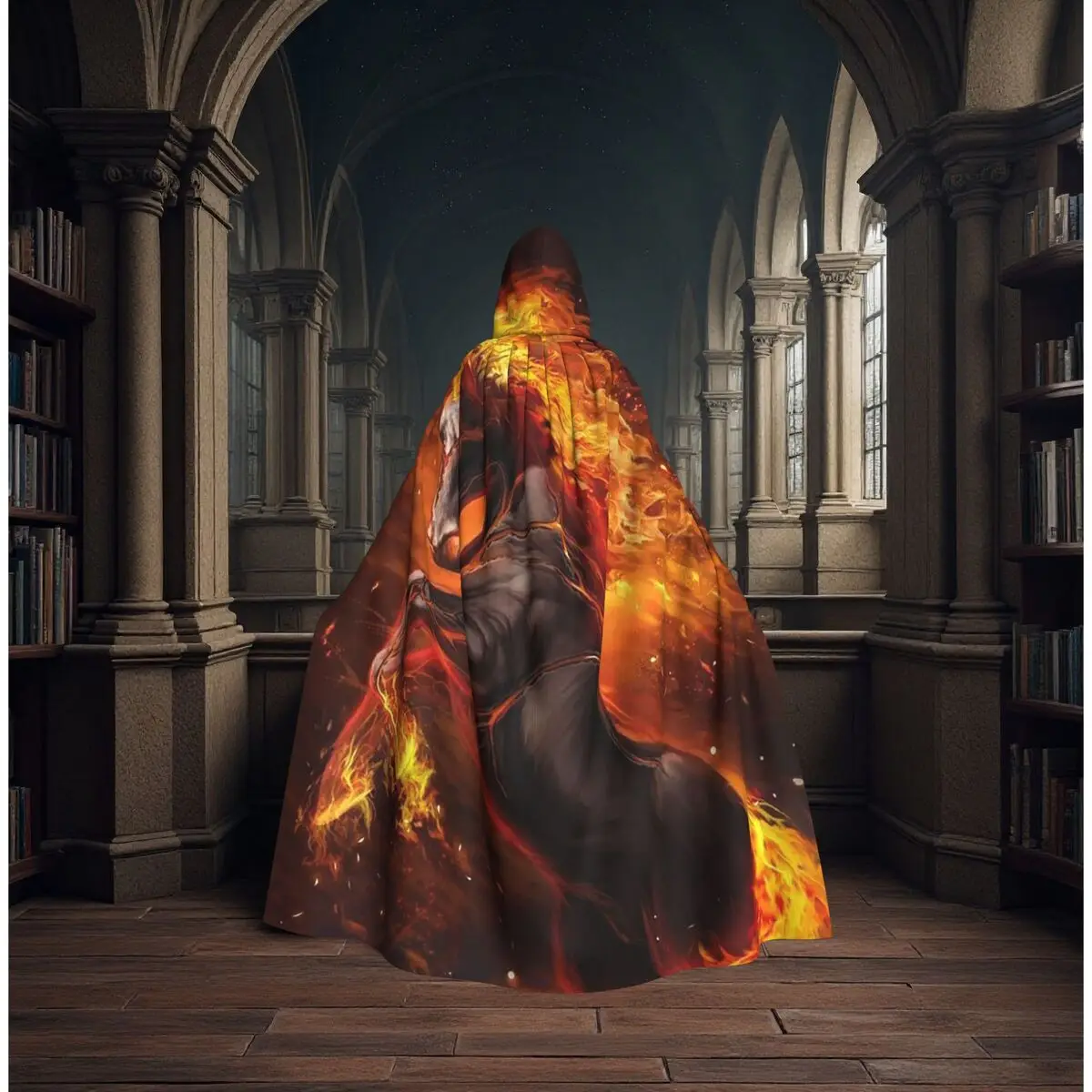 

Длинный плащ с капюшоном «Дьявольский конь», средневековый костюм ведьмы, накидка для косплея, вампирский плащ на Хэллоуин, унисекс для взрослых