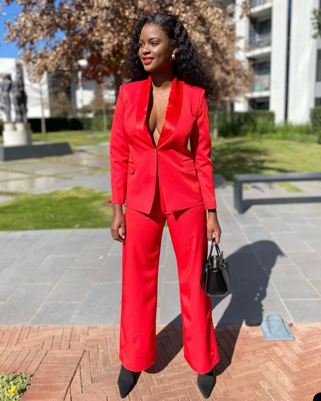 High Quality Casual Red Pants Suits Two Piece Set 2022 Summer V Neck Ladies Blazer Jacket Business Attire