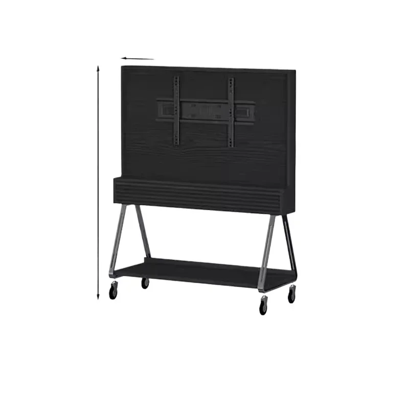 Solid wood removable floor-to-ceiling audio-visual cabinet small apartment living room stainless steel pulley TV
