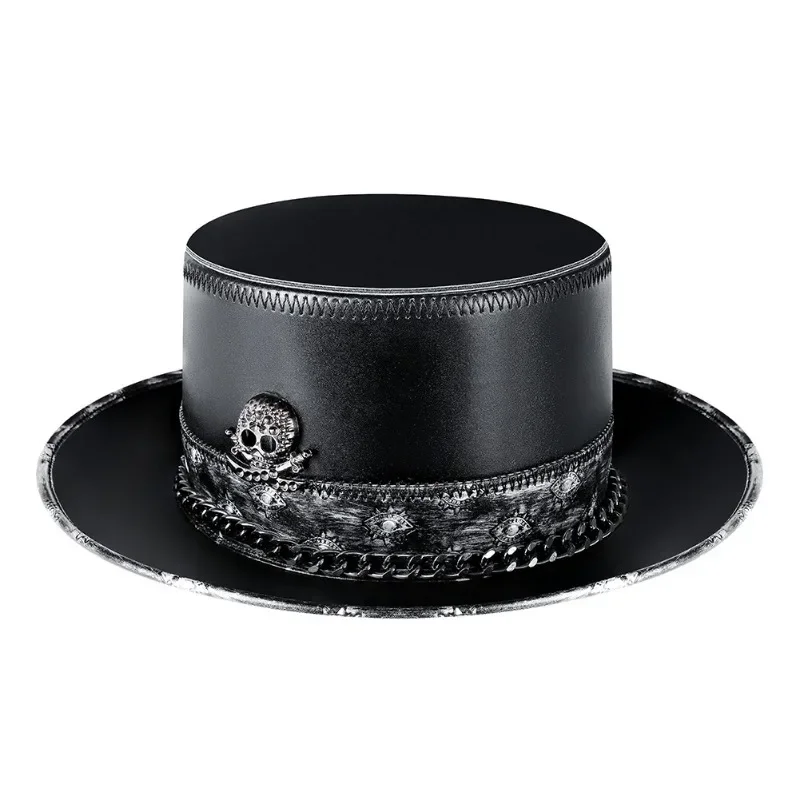 Plague Doctor Gentleman Hat Męski oddychający kapelusz przeciwsłoneczny Wodoodporny kapelusz ze skóry PU z szerokim rondem Halloween Stage Party Magic Hat — zdjęcie 3