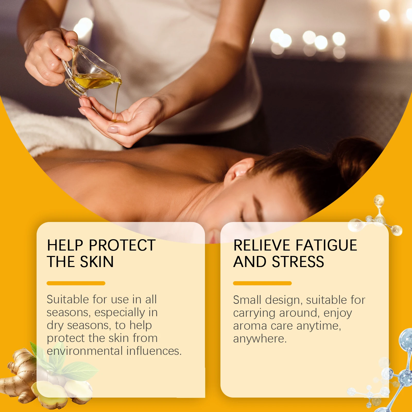Ginger Essential Oil For Relaxing Body Massage Oil ﻿Relieve Muscle Fatigue Improve Rough Repair Damaged Skin Hydrating Essence