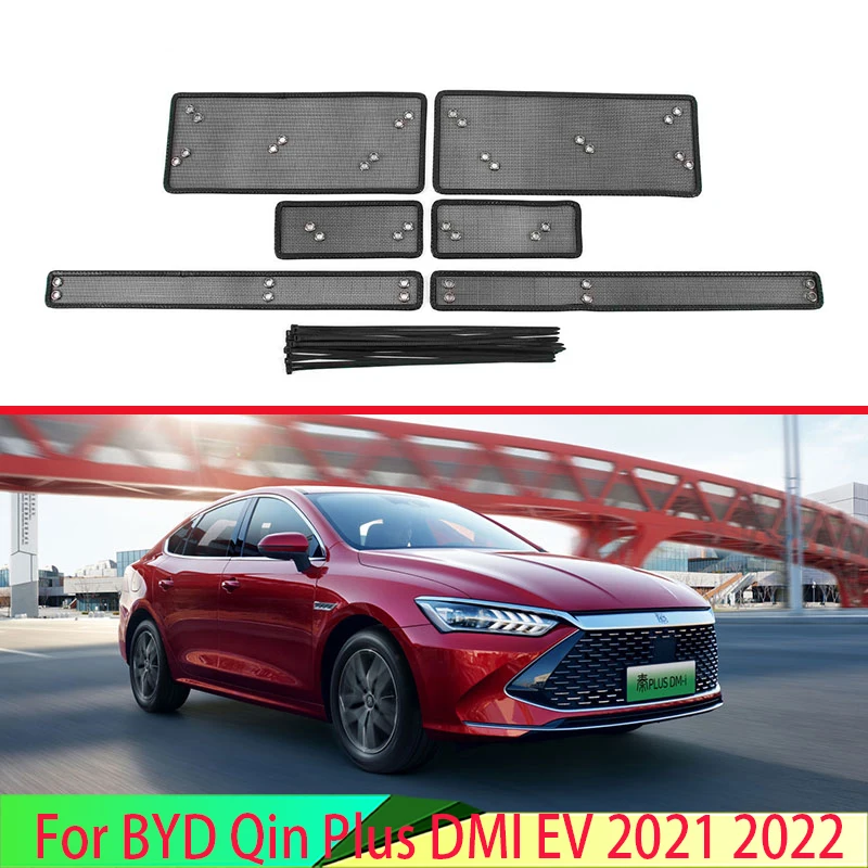 

Middle Screening Mesh Front Grille Mesh For BYD Qin Plus DMI EV 2021 2022 Front Grille Net Cover Stainless steel Car Accessories