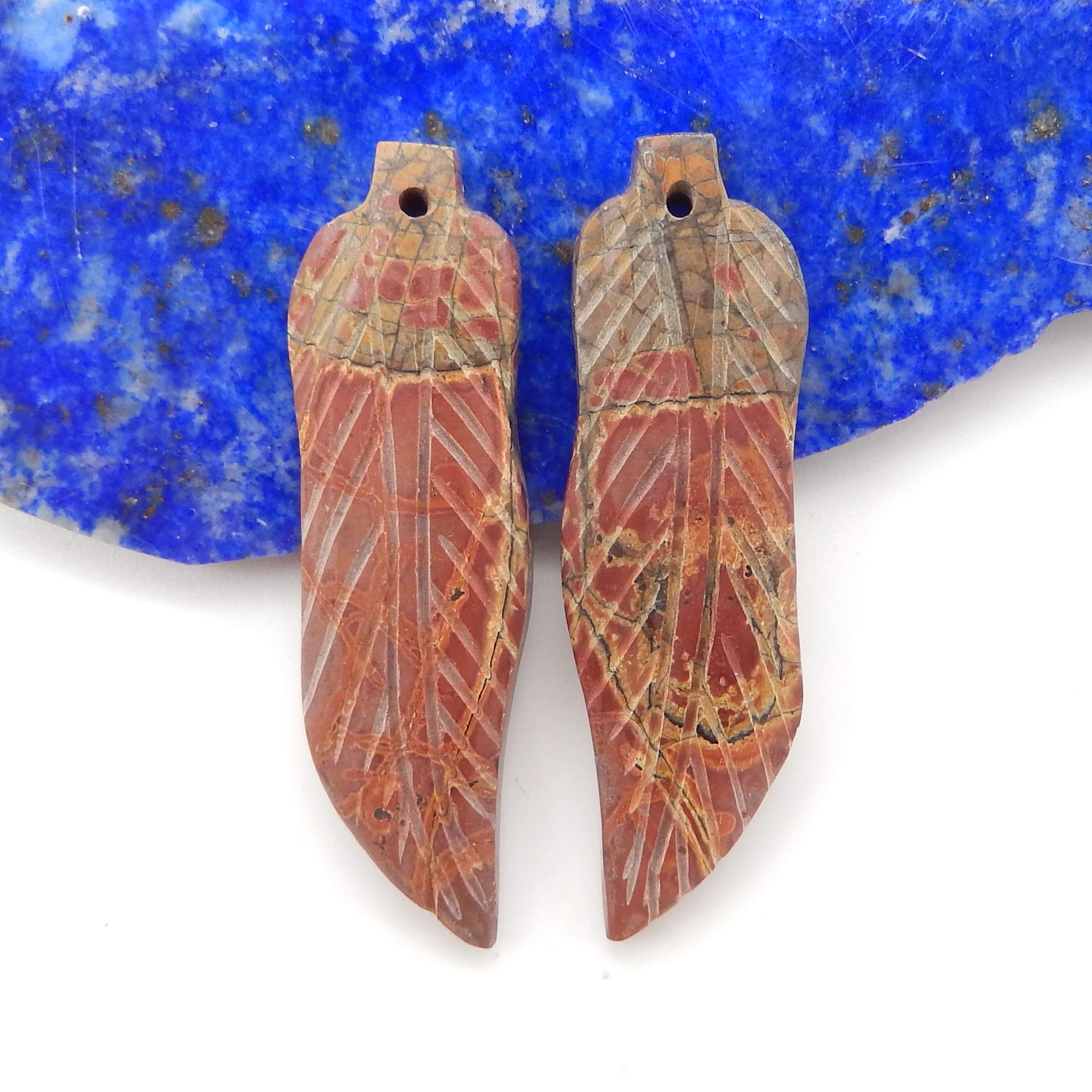 Hot Sale Natural Stone Multi-Color Picasso Jasper Carve Leaves Shape Earrings Accessories For Women DIY Jewelry Making