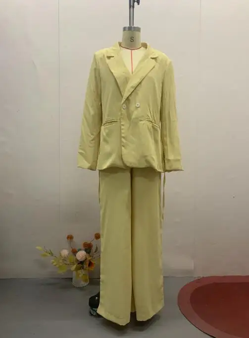 

Summer Fashion 2025 New Lace Up Long Sleeved Temperament Waist Cinching Straight Leg Pants Set Minimalist Commuting Style Set